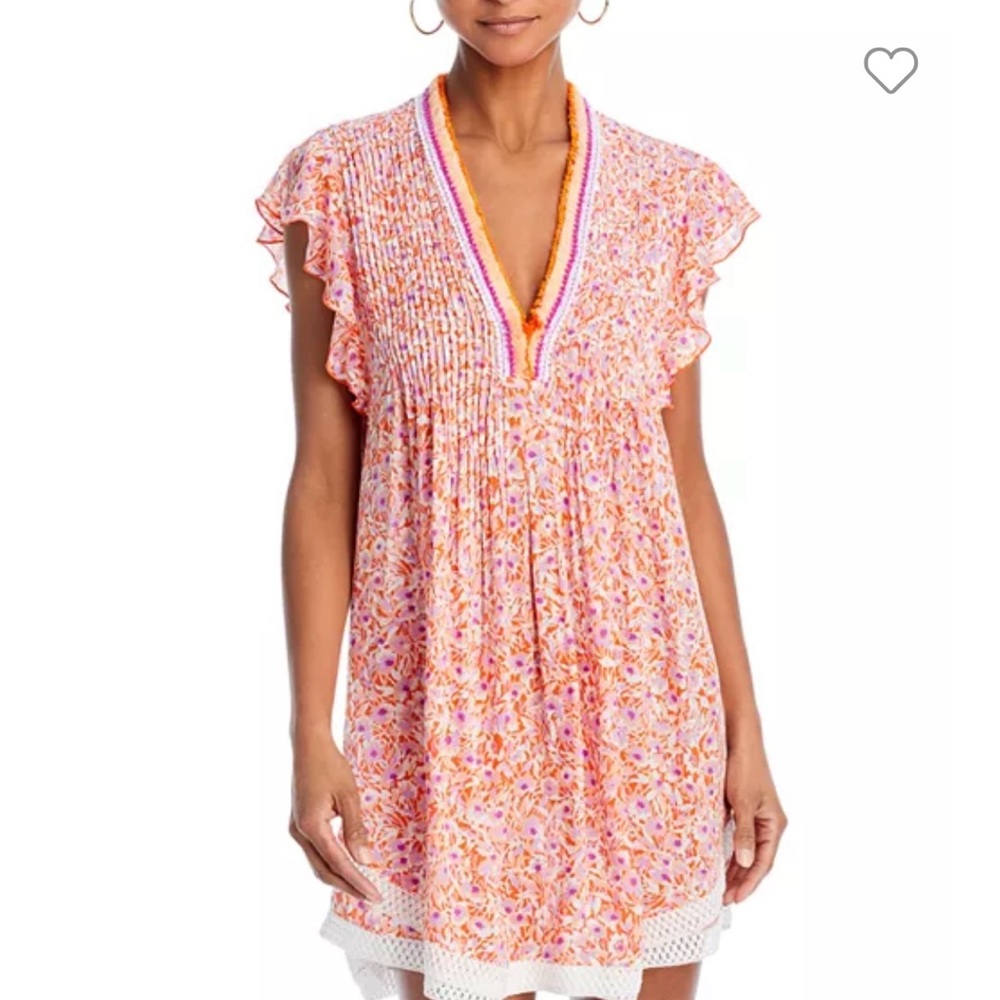Poupette St. Barth Sasha V Neck Printed Mini Dress